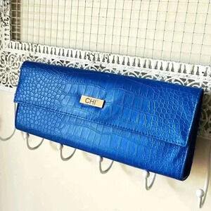 CHI Blue Faux Snake Skin Clutch Purse